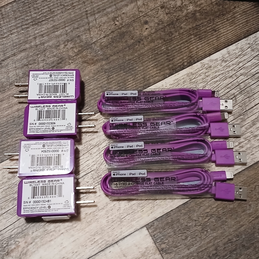 Purple USB Charging Cable and Wall Charger Set for iPhone iPad iPod (8pk)